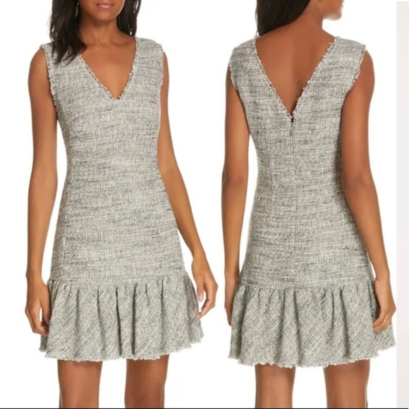 Rebecca Taylor Tweed V Neck Academia Drop waist dress mini dress professional 2 - Picture 7 of 7